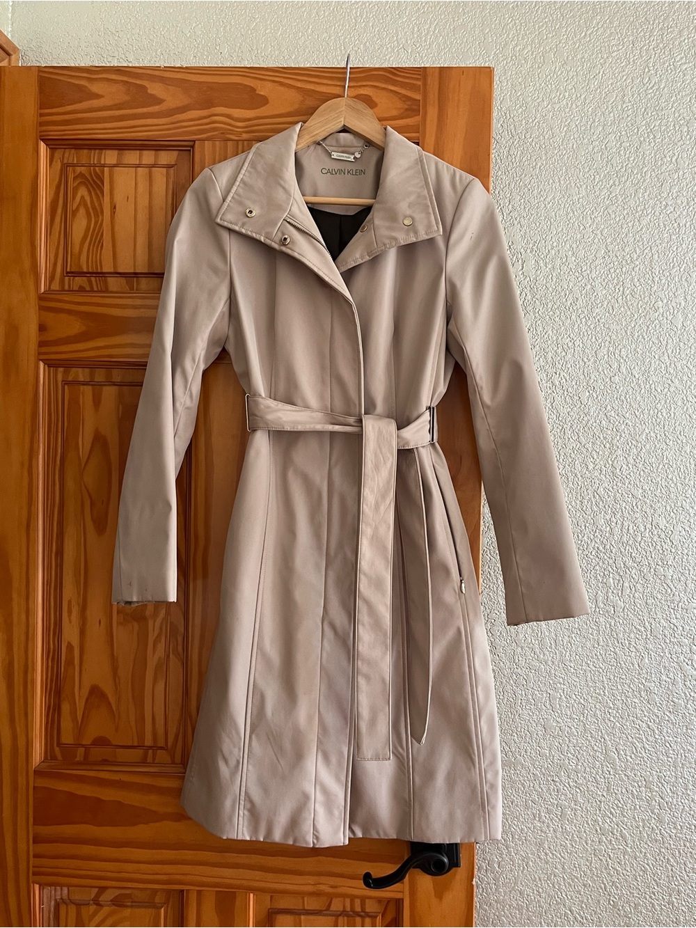 Calvin Klein Light Beige Belted Trench Coat
